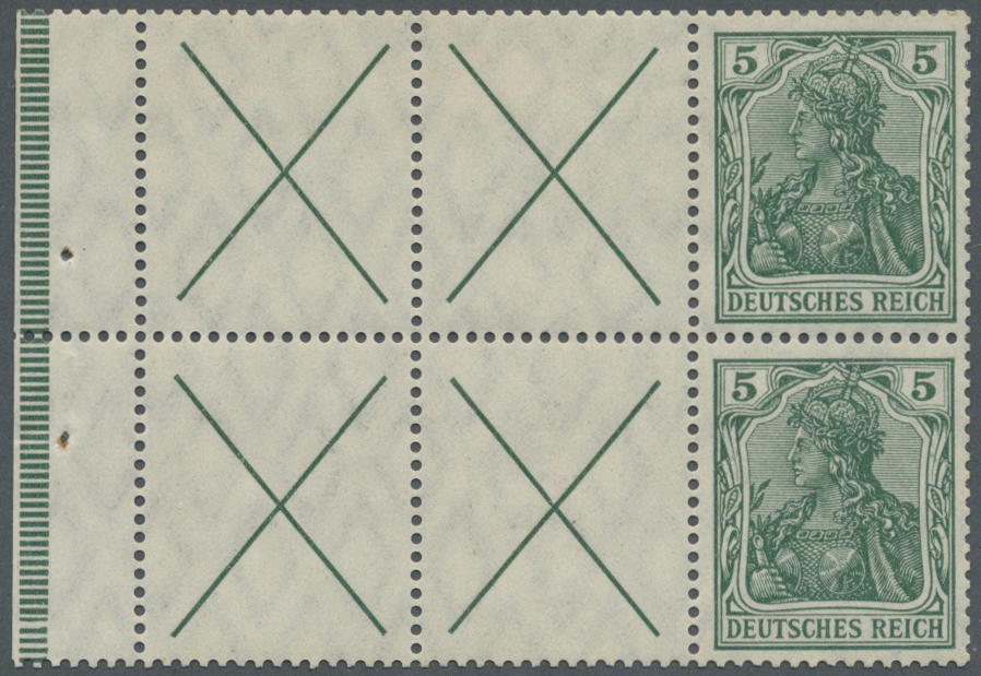 */** Deutsches Reich - Markenheftchenblätter: 1912, Germania 5 Pf Grün, Heftchenblatt Mit 4 Andreaskreuze - Carnets