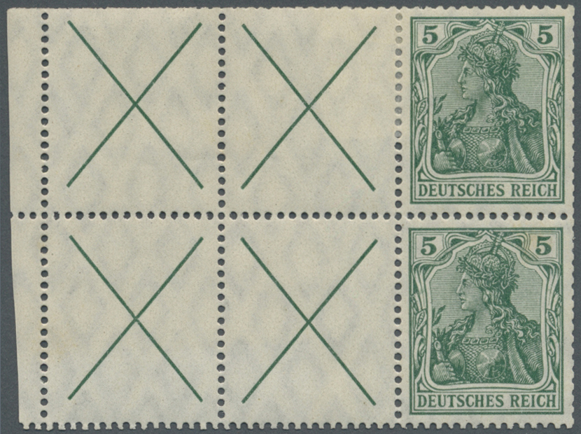 * Deutsches Reich - Markenheftchenblätter: 1905, 4 Diagonalkreuze Und 2 Stück 5 Pfg Germania, Mit Falz - Postzegelboekjes