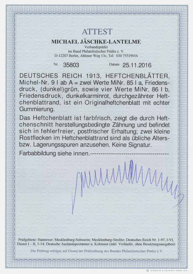 ** Deutsches Reich - Markenheftchenblätter: 1913 - 1916, 5 (85Ia) Und 10 Pf (86Ib) Germania Heftchenbla - Carnets