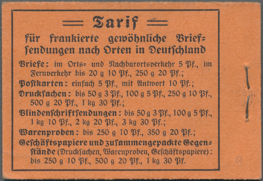 * Deutsches Reich - Markenheftchenblätter: 1913. Germania, Oben Genanntes Hbl. (Friedensdruck) Befinde - Carnets