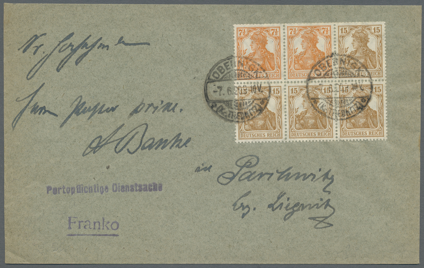 Br Deutsches Reich - Markenheftchenblätter: 1916, Germania Heftchenblatt (4 Mal 15 Pf + 2 Mal 7 1/2 Pf) - Postzegelboekjes
