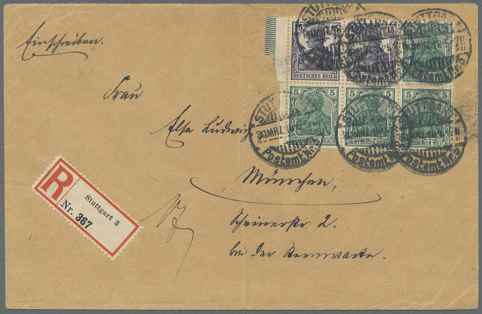 Br Deutsches Reich - Markenheftchenblätter: 1918, Germania-Heftchenblatt Mit 4 X 5 Und 2 X 15 Pf. Mit T - Carnets