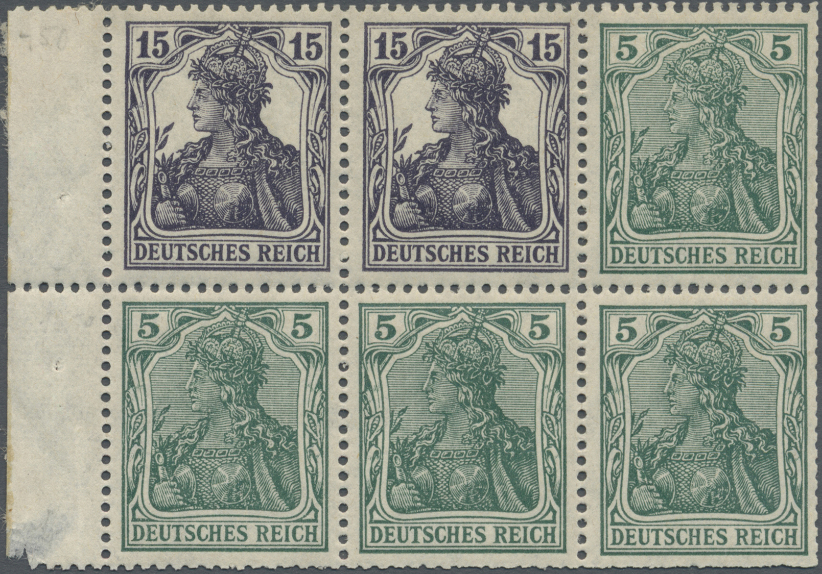 */** Deutsches Reich - Markenheftchenblätter: 1917, H-Blatt Mit Germania 4 X 5 Pf. Und 2 X 15 Pf. Mit Dur - Booklets