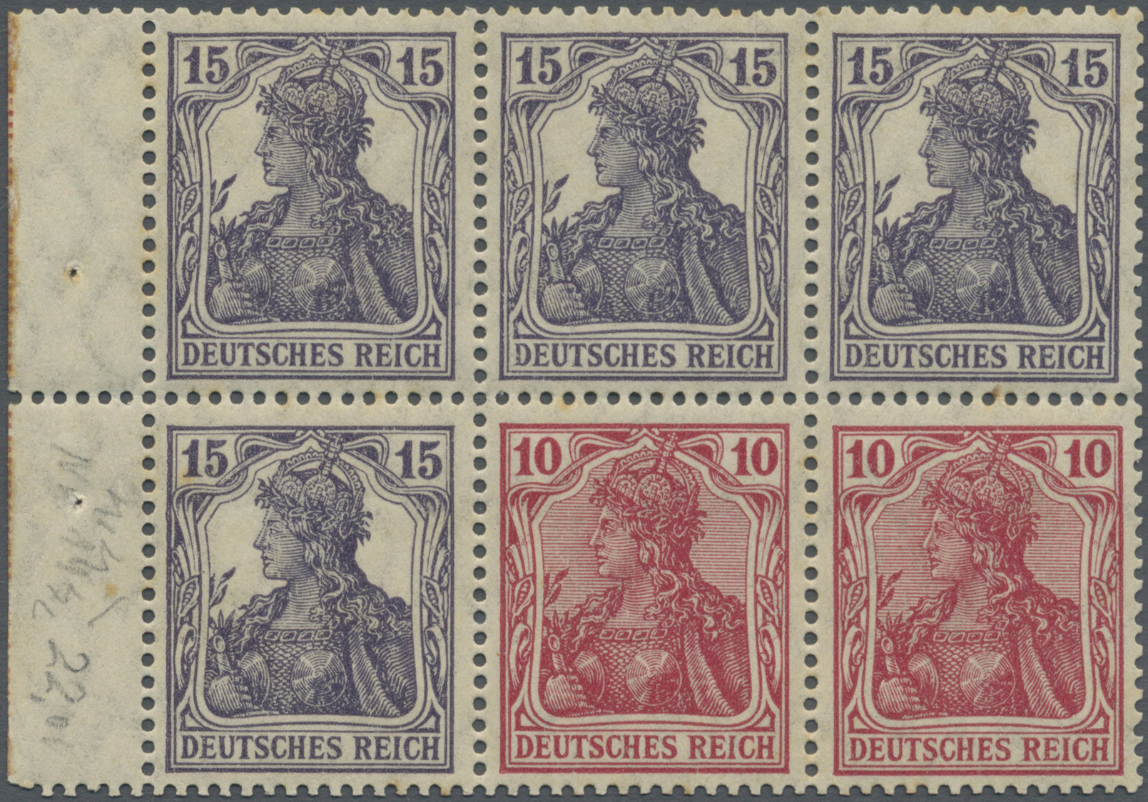 */** Deutsches Reich - Markenheftchenblätter: 1919, Freimarke Germania 15+10Pf. Heftchenblatt Grauviolett - Postzegelboekjes