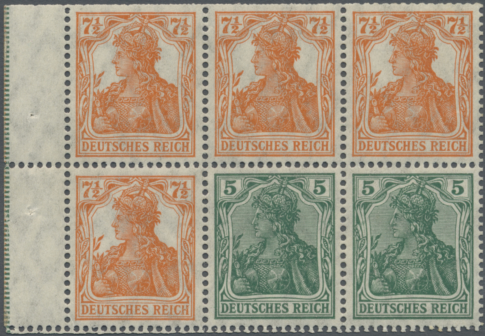 * Deutsches Reich - Markenheftchenblätter: 1918, Germania 5 Pf. Grün (2) Und 7½ Pf. Orange (4) Im Heft - Postzegelboekjes