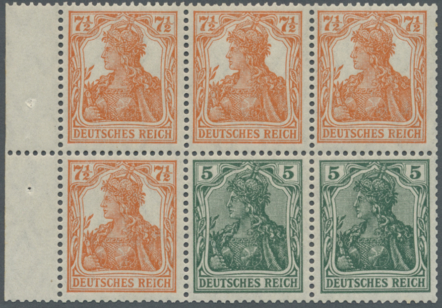 * Deutsches Reich - Markenheftchenblätter: 1918, Germania 5 Pf. Grün (2) Und 7 1/2 Pf. Orange (4) Im H - Carnets