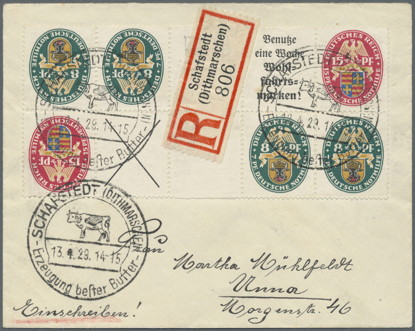 Br Deutsches Reich - Zusammendrucke: 1928, Nothilfe ZD Kombination Zusammenhängend Auf Kleinem R-Brief - Se-Tenant