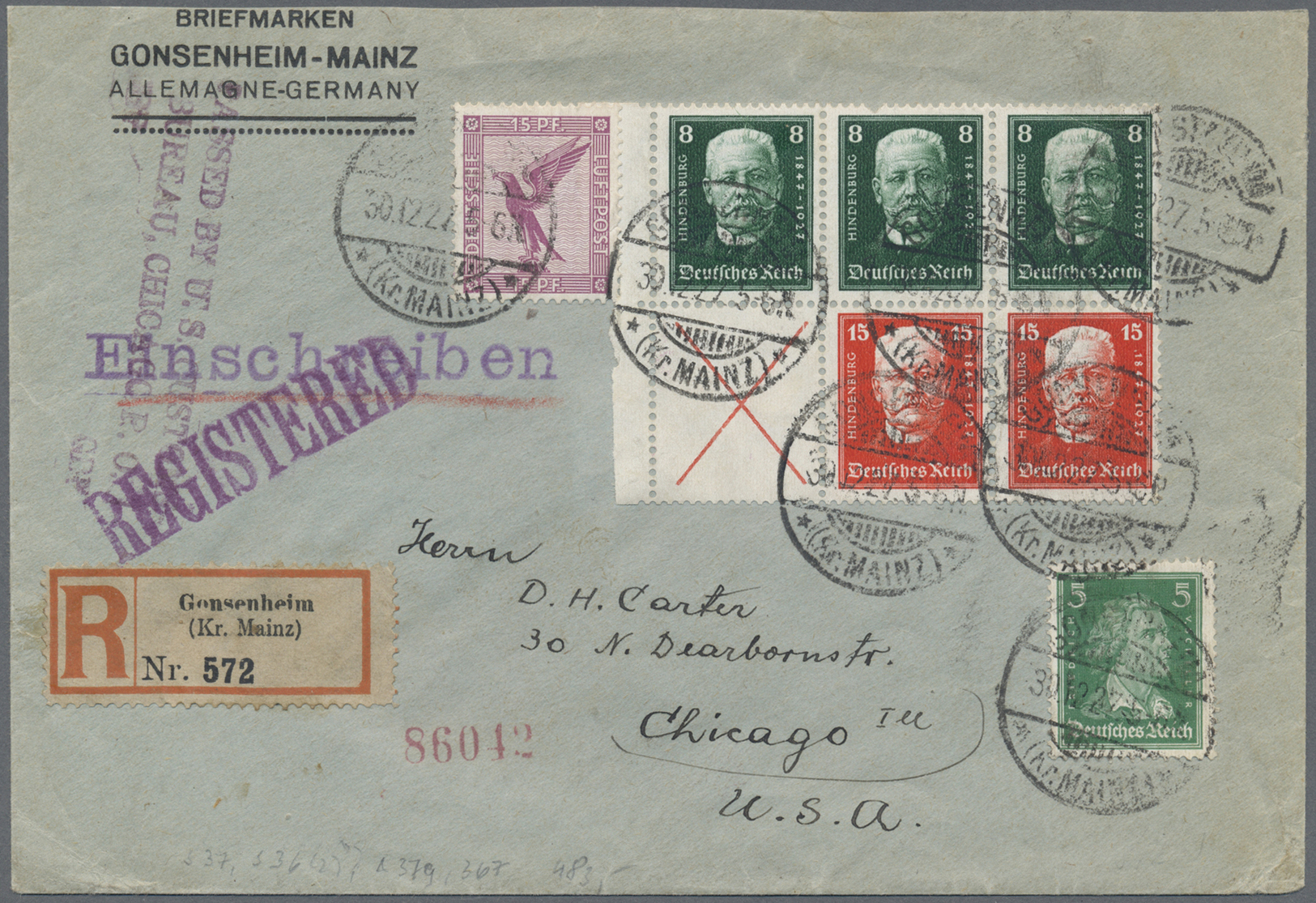 Br Deutsches Reich - Zusammendrucke: 1928/1930, 8 Und 15 Pfg Hindenburg Im 6er-Block Vom Rand (HBl 56 O - Se-Tenant