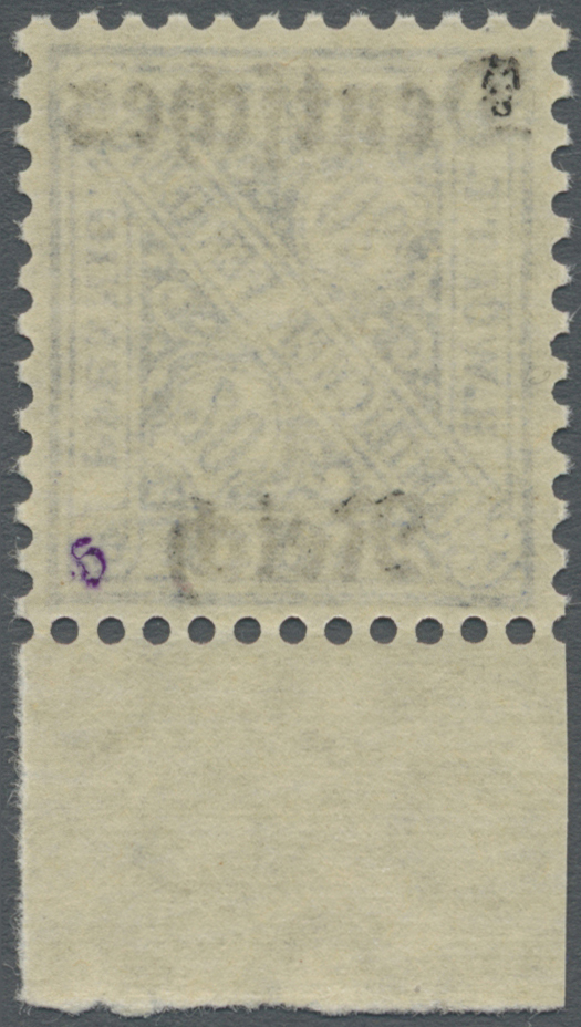 ** Deutsches Reich - Dienstmarken: 1920:  20 Pfg.  Mit Wz. Nur Ringe Von Württemberg, Unterrandstück, P - Officials