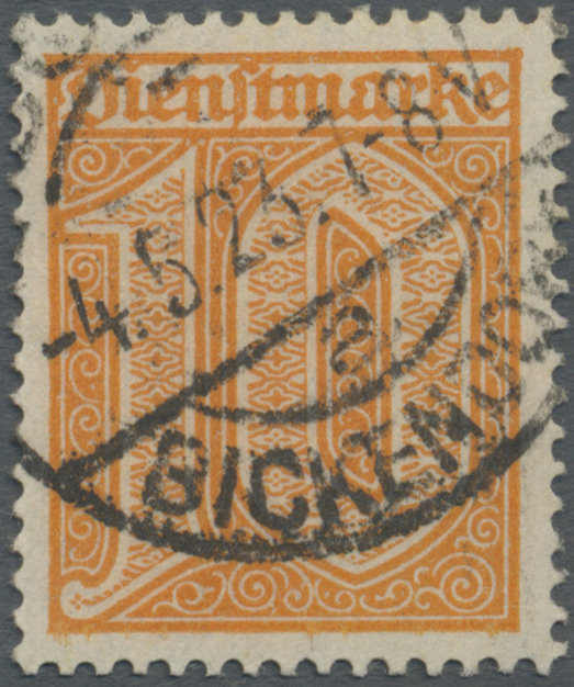 O Deutsches Reich - Dienstmarken: 1921, 10 Pfg. Orange, Sauber Gestempelt, Pracht, Fotoattest Fleiner - Officials
