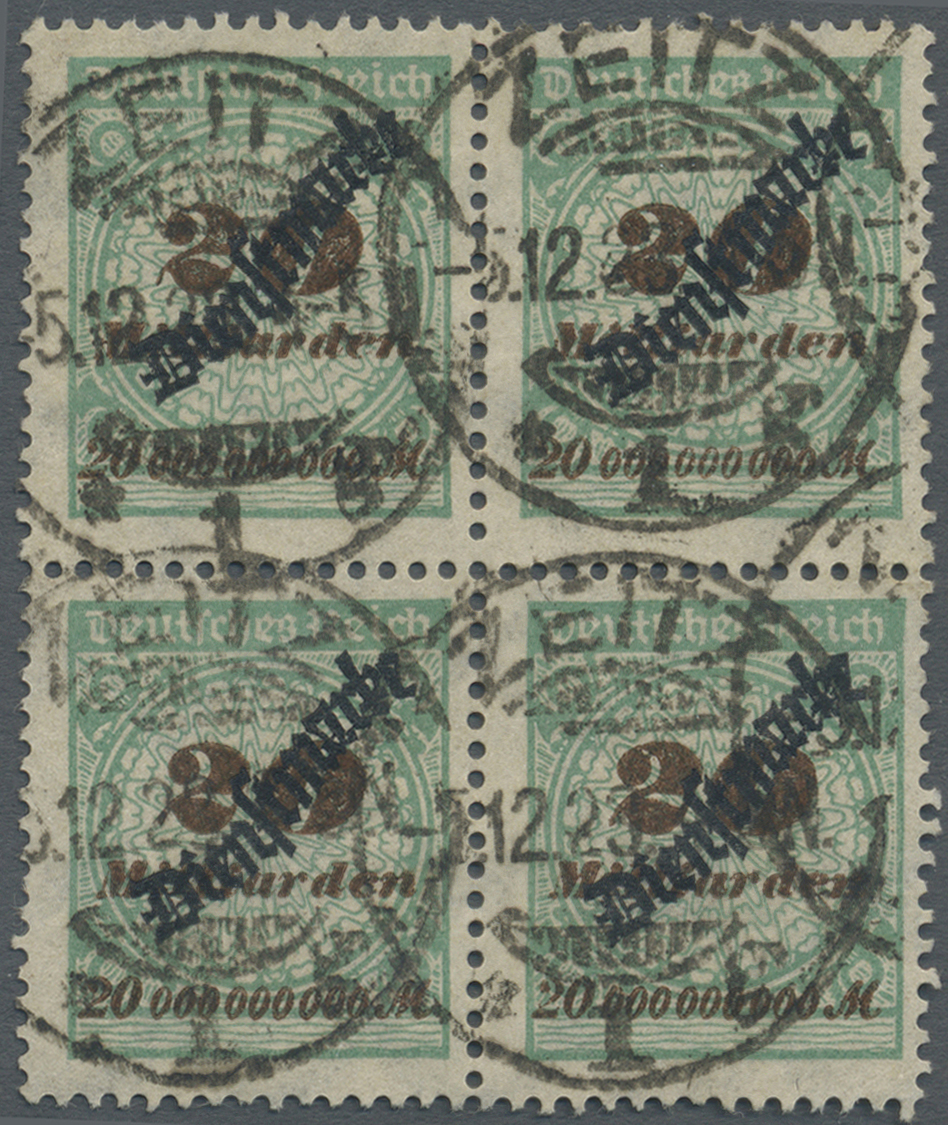O/ Deutsches Reich - Dienstmarken: 1923, 20 Mrd. M. Schlangenaufdruck Im Gestempelten Viererblock, Prac - Service