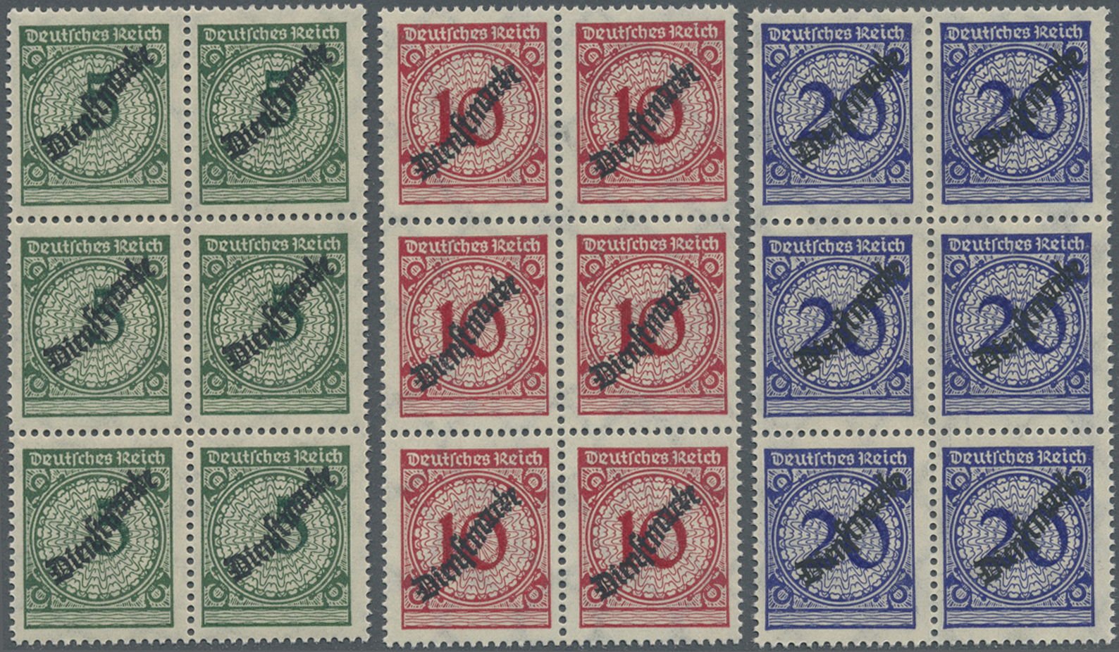 ** Deutsches Reich - Dienstmarken: 1923, Freimarken Im Rosettenmuster Mit Schlangenförmigem Aufdruck 5 - Service