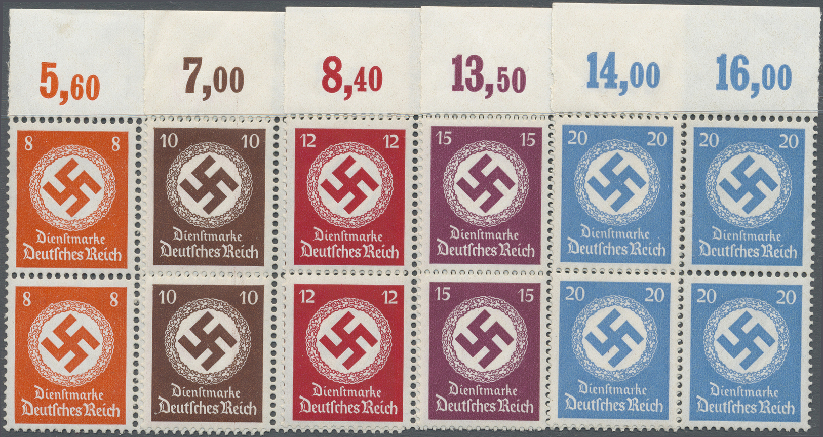 ** Deutsches Reich - Dienstmarken: 1934, 3 - 20 Pfg. Dienstmarken Für Landes- (Regierungs-) Behörden Al - Service