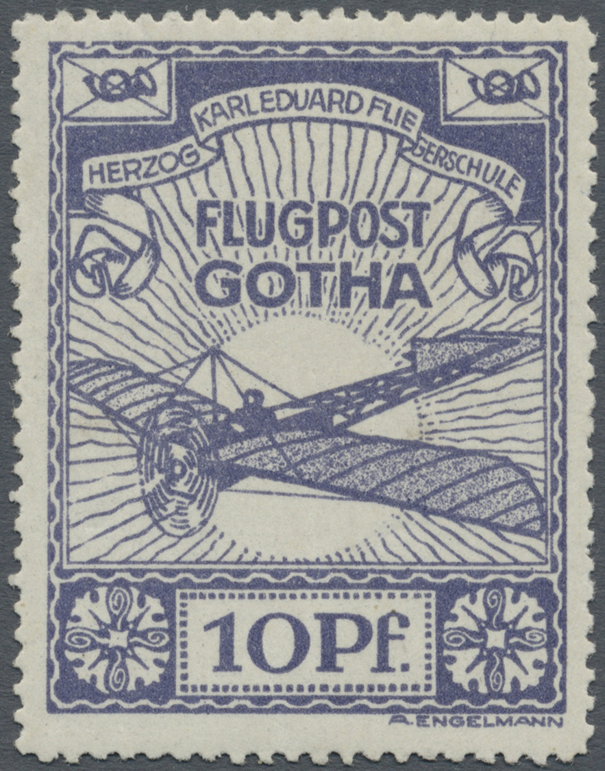 * Deutsches Reich - Halbamtliche Flugmarken: 1912, 10 Pfg. Flugmarke Der Herzog-Karl-Eduard-Fliegersch - Luchtpost & Zeppelin