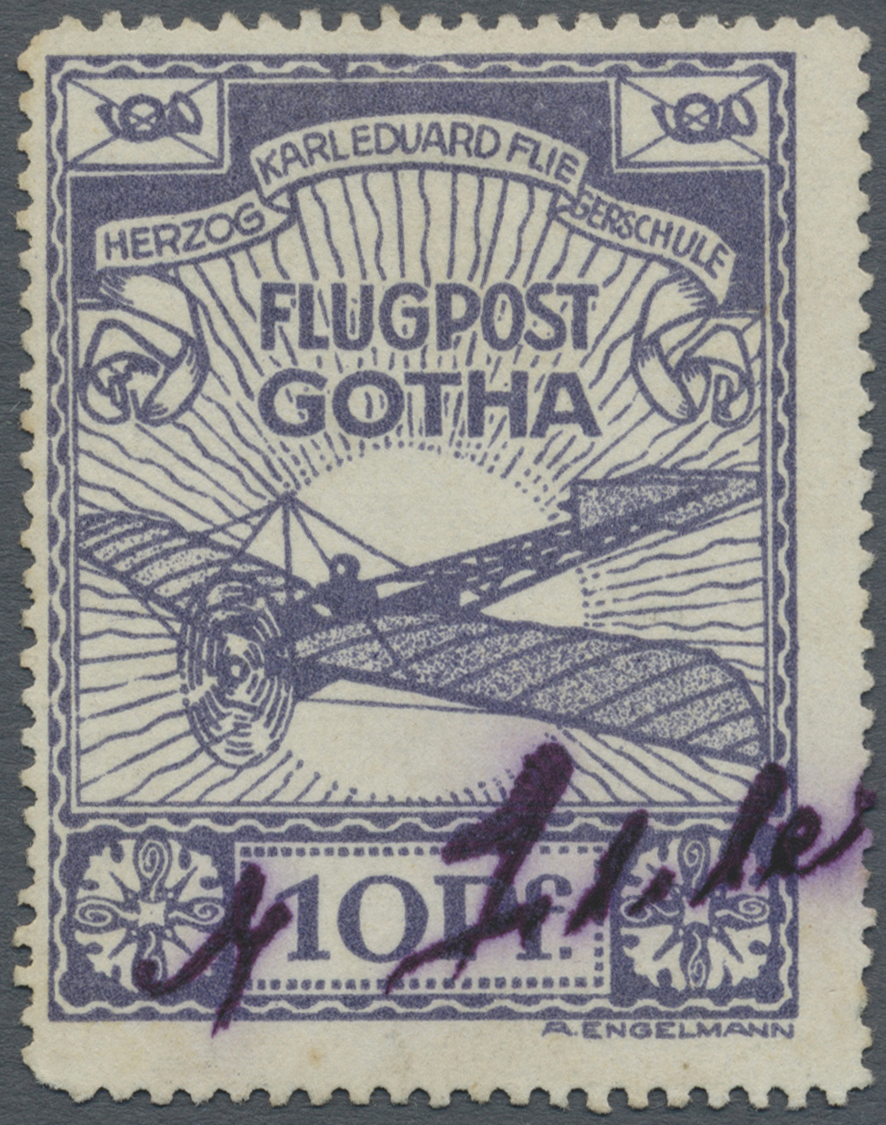 O Deutsches Reich - Halbamtliche Flugmarken: 1912, 10 Pfg. Flugmarke Der Herzog-Karl-Eduard-Fliegersch - Luchtpost & Zeppelin