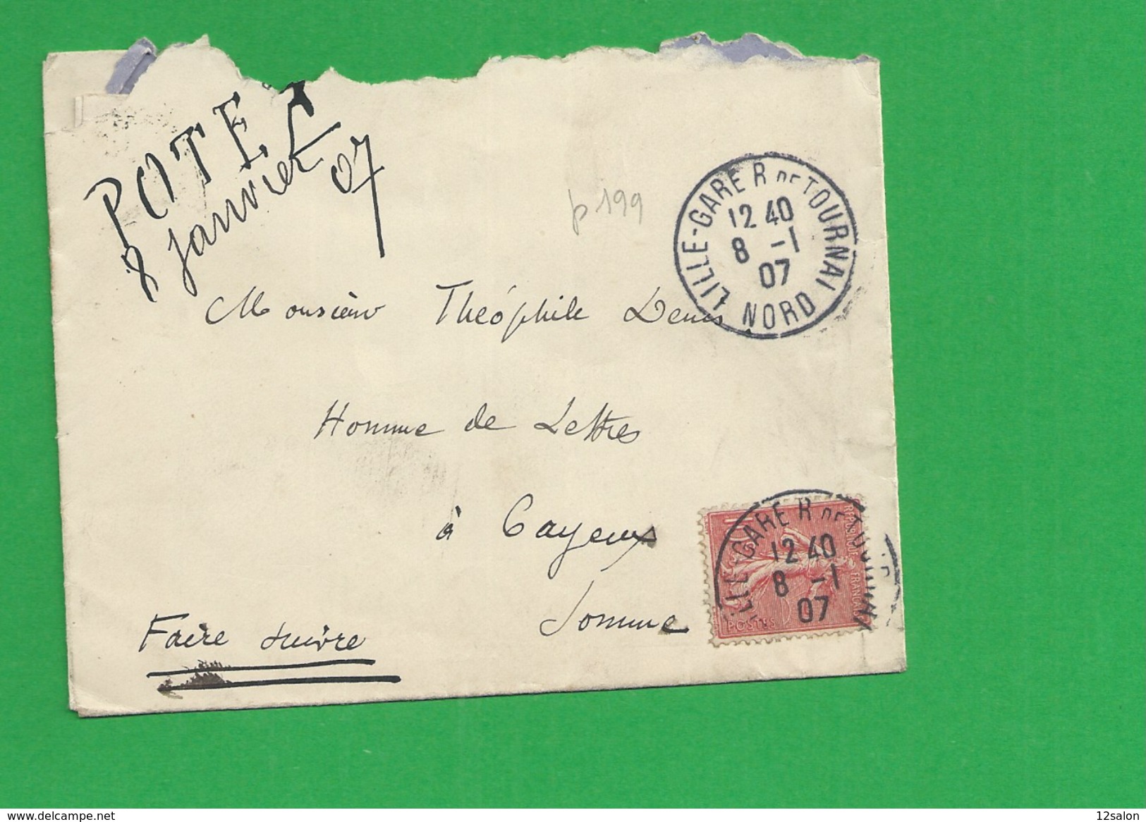 Lettre N° 129 Obl Lille Gare R De Tournai - 1877-1920: Semi Modern Period