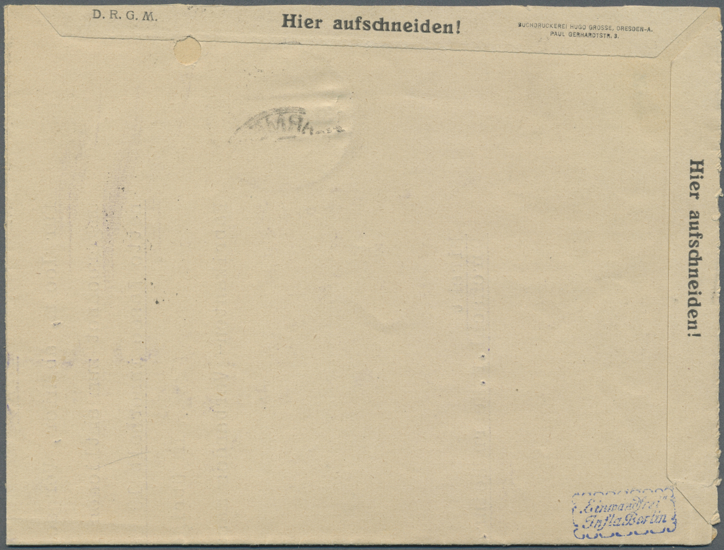 Br Deutsches Reich - Lokalausgaben 1918/23: BARMEN-UNTERBARMEN: 1923. Postverschlußzettel Als Gebührenz - Lettres & Documents