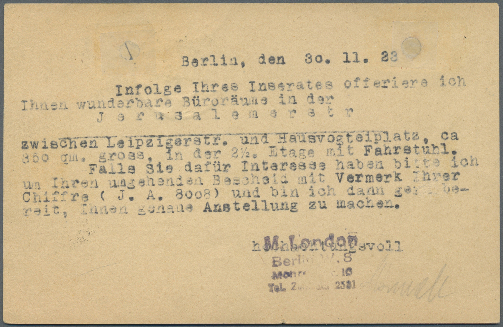 Br Deutsches Reich - Lokalausgaben 1918/23: BERLIN NW 5:1923, Gebührenzettel Auf Orangefarbenem Papier - Lettres & Documents