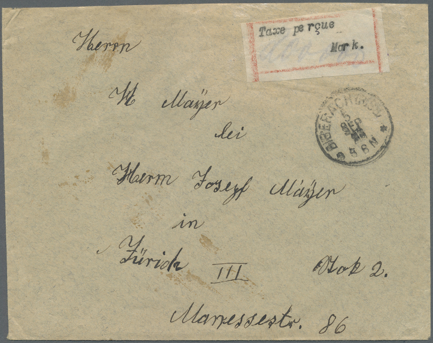 Br Deutsches Reich - Lokalausgaben 1918/23: BIBERACH (RISS): 1923, Gebührenzettel Mit Schreibmaschinene - Lettres & Documents