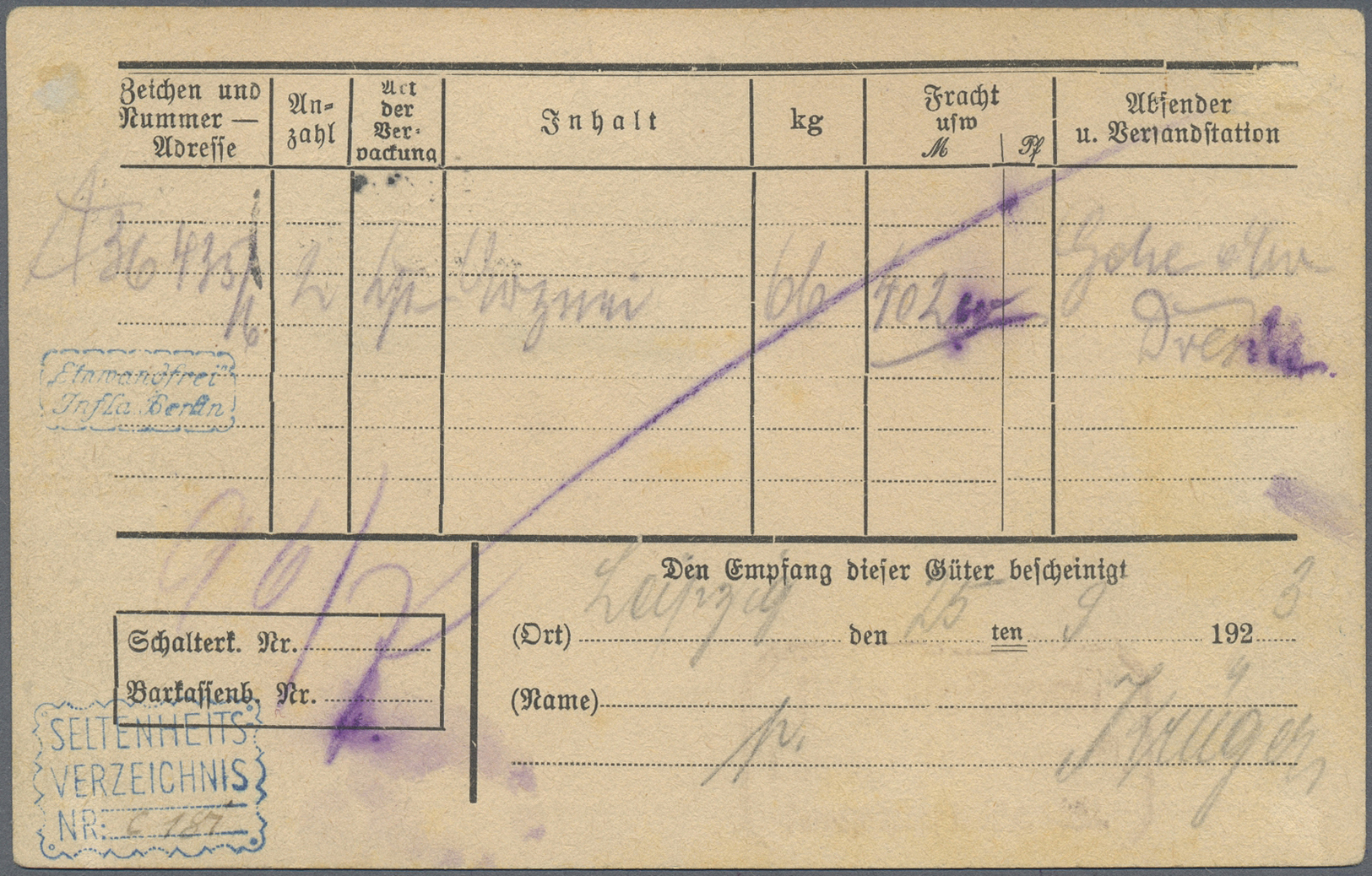 Br Deutsches Reich - Lokalausgaben 1918/23: HALLE (SAALE) OPD: 1923, Gebührenzettel Karmin In Type I B - Brieven En Documenten