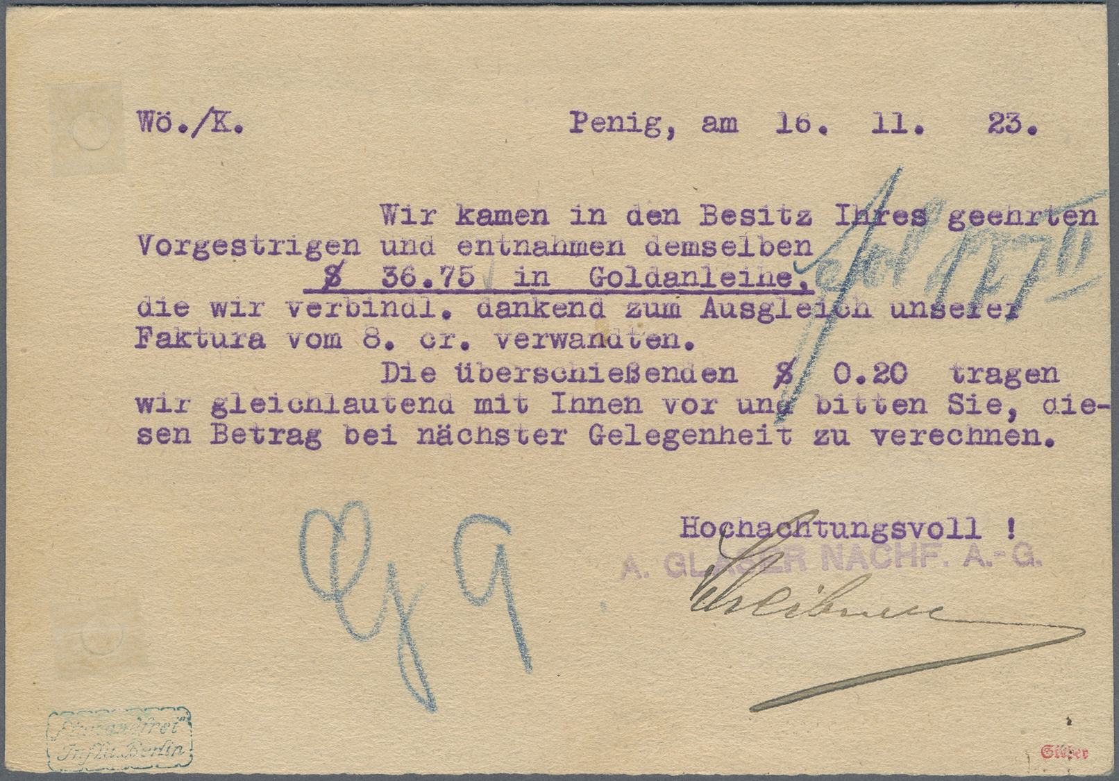 Br Deutsches Reich - Lokalausgaben 1918/23: HALLE (SAALE) OPD: 1923, Gebührenzettel Karmin In Type I C - Brieven En Documenten
