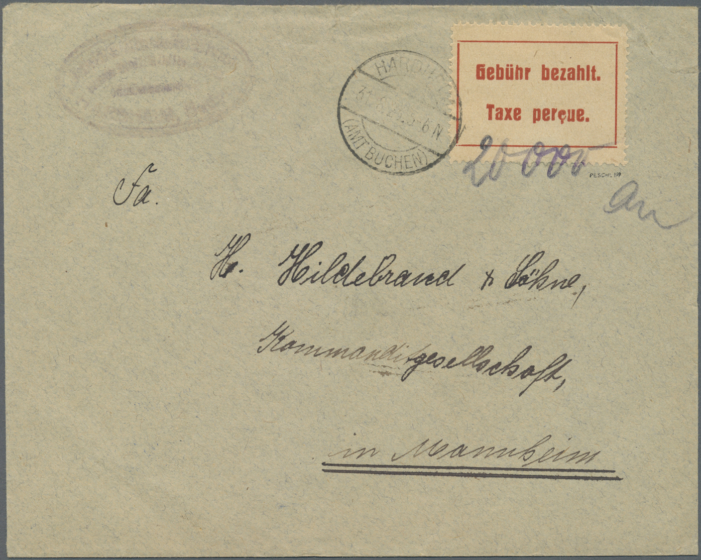 Br Deutsches Reich - Lokalausgaben 1918/23: KARLSRUHE (OPD): 1923, Gebührenzettel In Type II A ( ç Etwa - Lettres & Documents