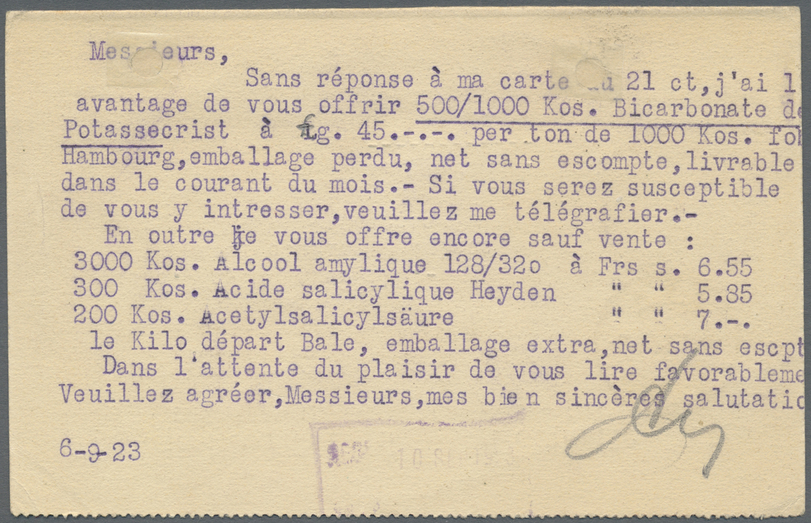 Br Deutsches Reich - Lokalausgaben 1918/23: MANNHEIM 4: 1923, Gebührenzettel "Taxe Percue" Auf Auslands - Lettres & Documents