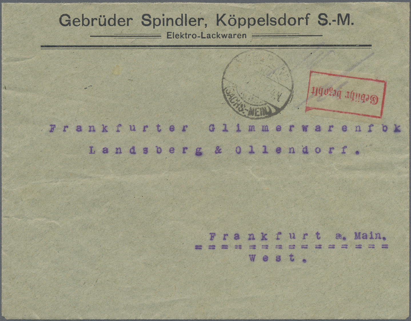 Br Deutsches Reich - Lokalausgaben 1918/23: OBERLIND: 1923, Gebührenzettel Auf Transparentem Papier Mit - Brieven En Documenten