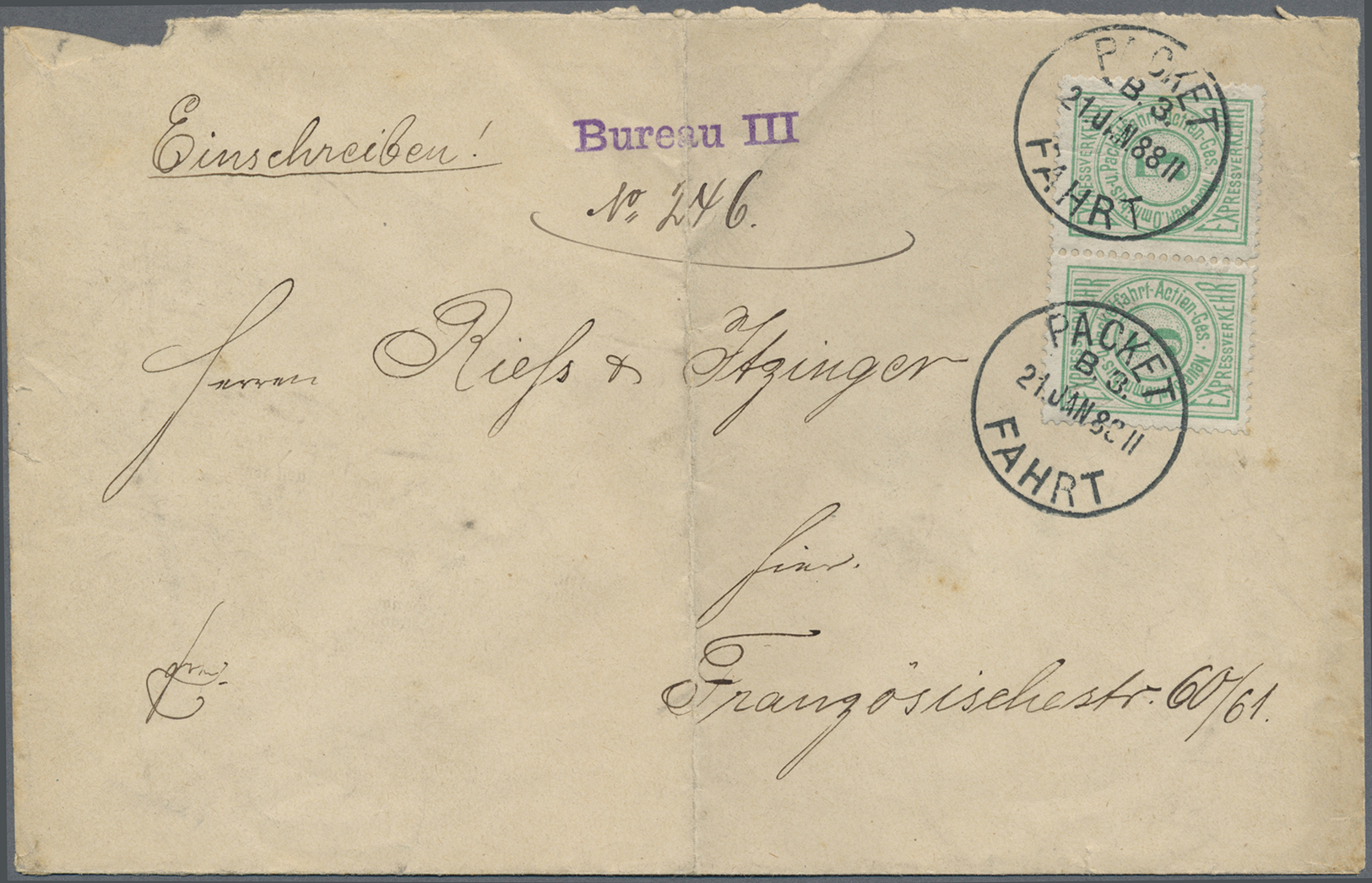 Br Deutsches Reich - Privatpost (Stadtpost): BERLIN: Packetfahrt 5 (Pf.) Expresspaketmarken Im Waag. Pa - Private & Lokale Post