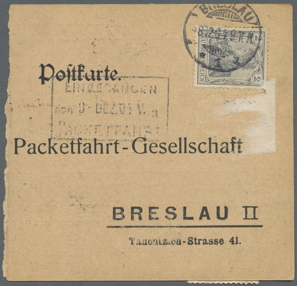 Br Deutsches Reich - Privatpost (Stadtpost): 1894:  BRESLAU - H. PACKETFAHRT: 5 Pfg. A. 5 Mk. 2 Stück U - Private & Lokale Post