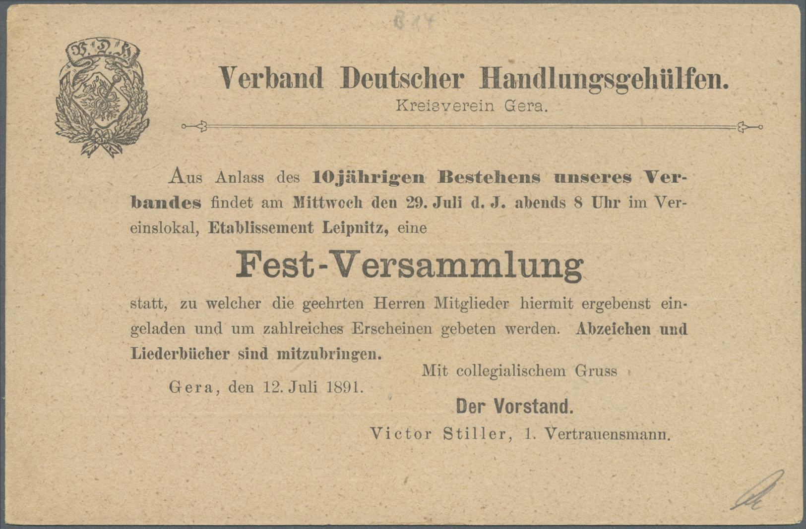 Br Deutsches Reich - Privatpost (Stadtpost): GERA: Dick U. Stutz, Merkurkopf 2 Pfg. Dunkelblau Auf Einl - Postes Privées & Locales