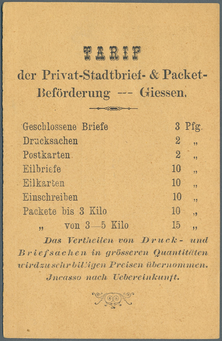 GA Deutsches Reich - Privatpost (Stadtpost): GIESSEN : Postkarte P4 Der Hammonia Hamburg, Ohne Aufdruck - Postes Privées & Locales