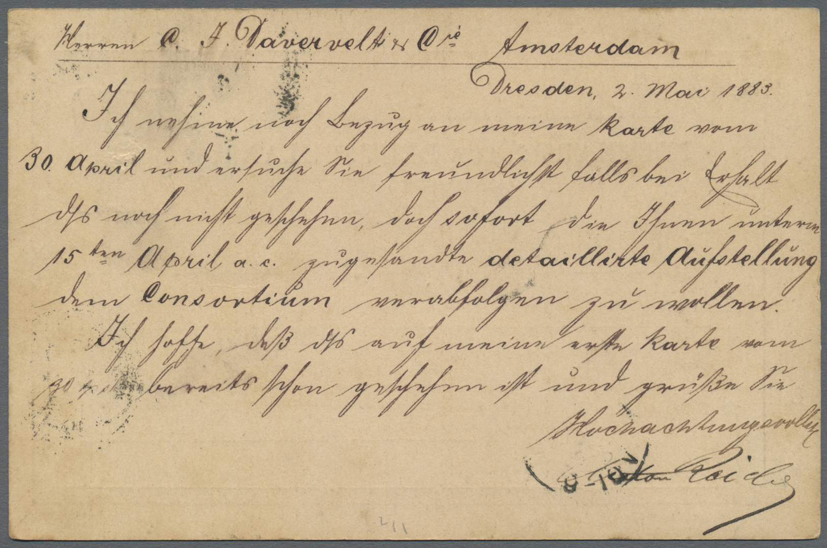 GA Deutsches Reich - Ganzsachen: 1883: UPU Ganzsache (vorderseitig Kleine Schürfstelle) Mit 20 Pfg Zusa - Andere & Zonder Classificatie