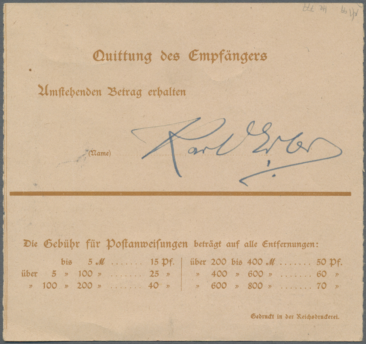 GA Deutsches Reich - Ganzsachen: 1919, 25 Pf Postanweisung Mit Zusatzfrankatur 10 Und 15 Pf Nationalver - Other & Unclassified