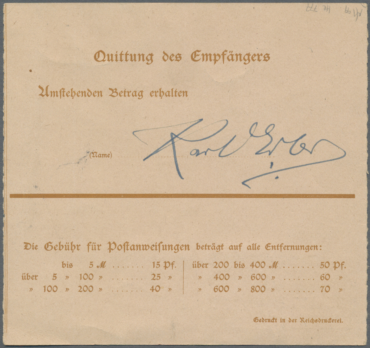 GA Deutsches Reich - Ganzsachen: 1919, 25 Pf Postanweisung Mit Zusatzfrankatur 10 Und 15 Pf Nationalver - Altri & Non Classificati