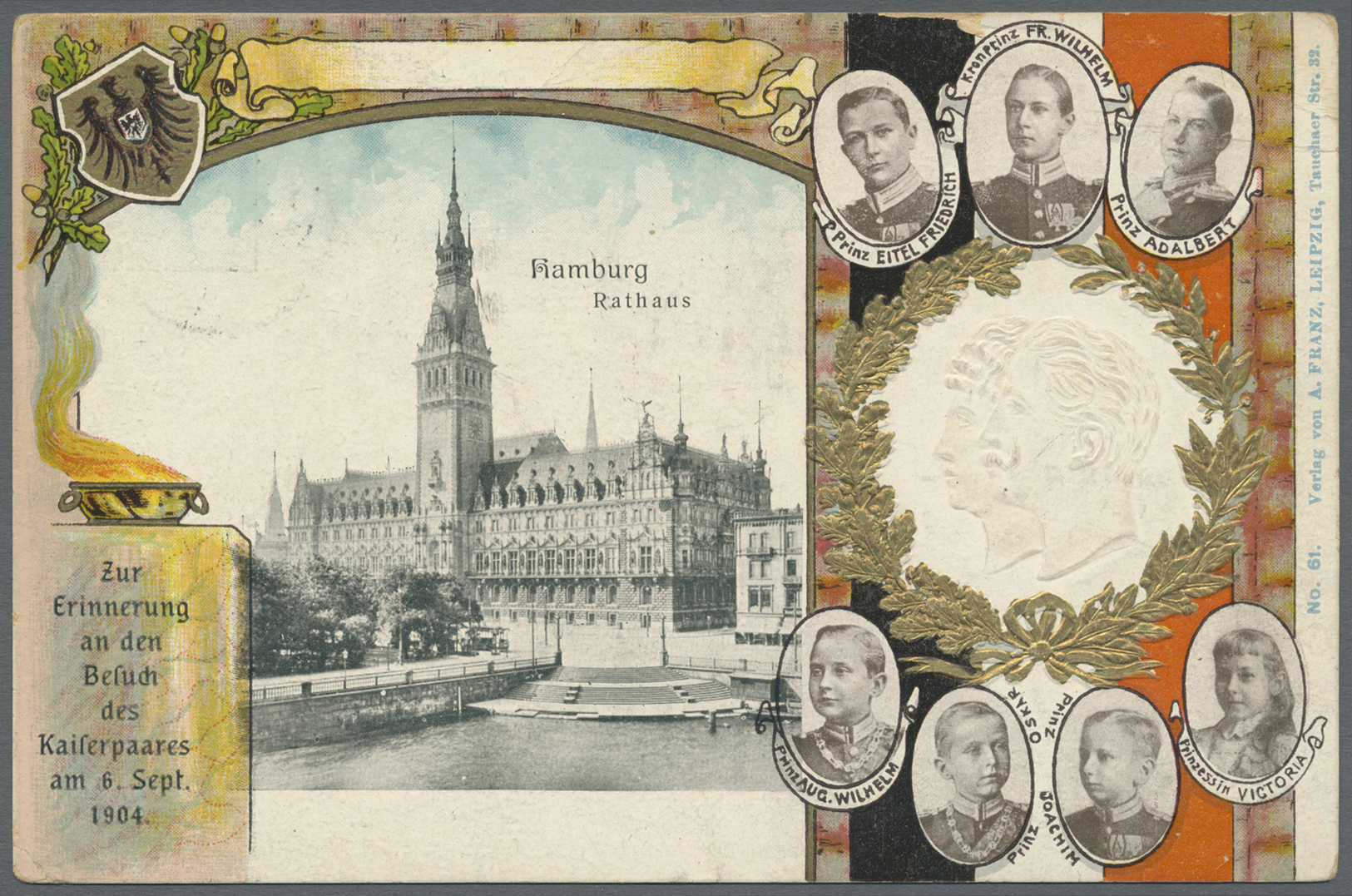 GA Deutsches Reich - Privatganzsachen: 1904. Privat-Postkarte 5 Pf Germania "Besuch Des Kaiserpaares, H - Andere & Zonder Classificatie
