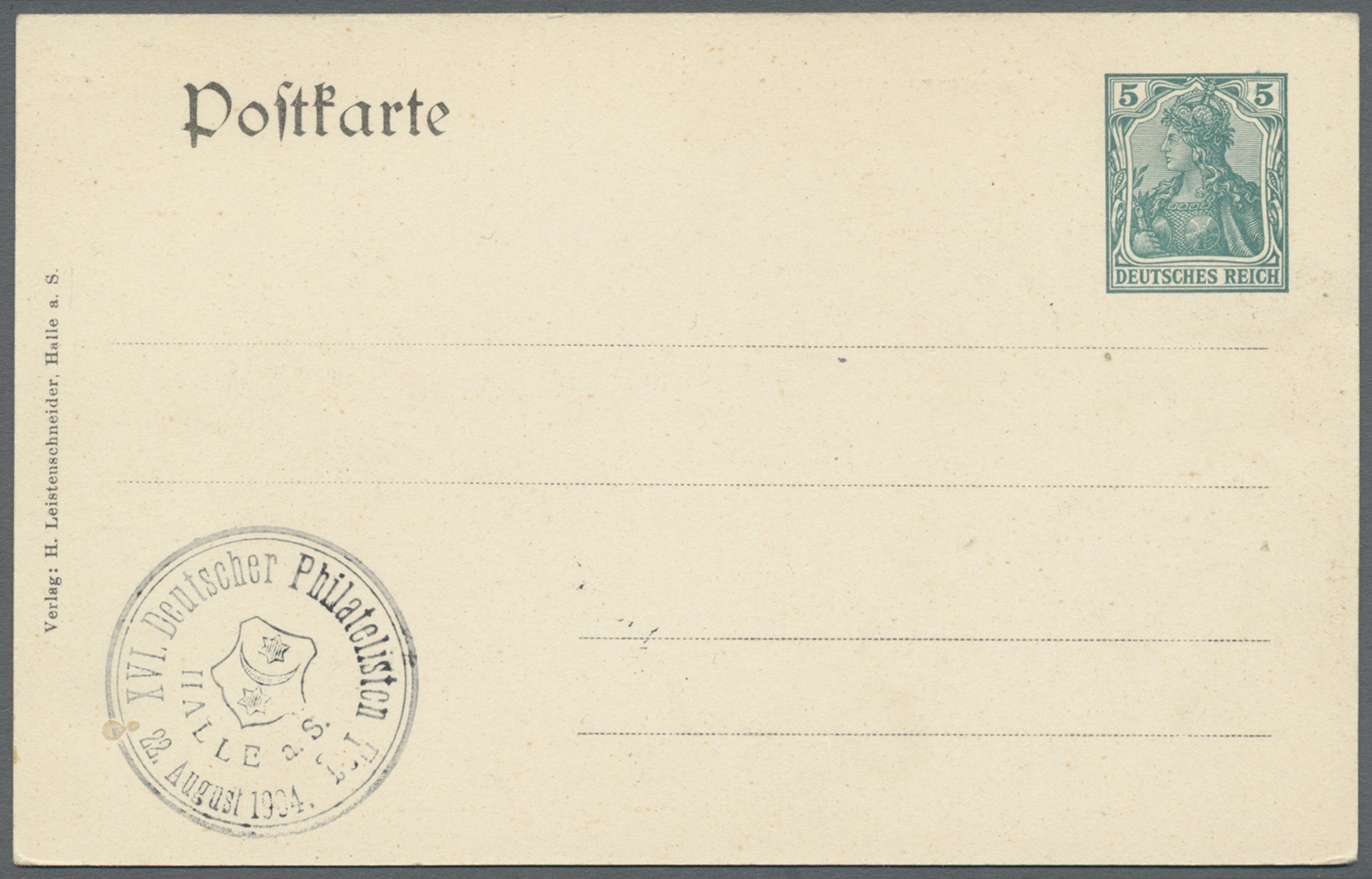 GA Deutsches Reich - Privatganzsachen: 1904. Privat-Postkarte 5 Pf Germania "Halle A. S." Mit Rs. Foto- - Andere & Zonder Classificatie