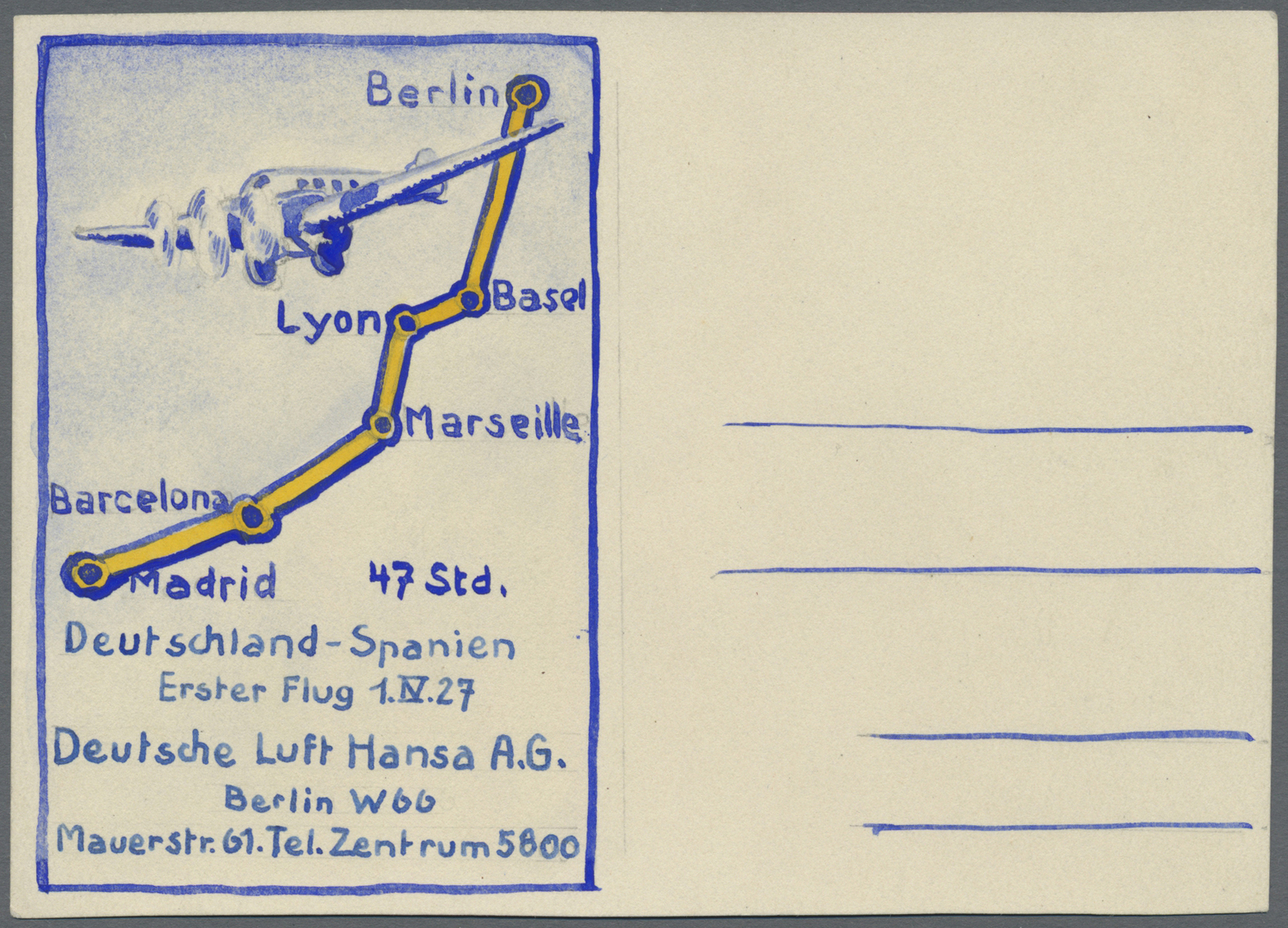 Deutsches Reich - Privatganzsachen: 1924. Entwurf Für Privat-Postkarte 5 Pf Adler "Deutsche Lufthans - Andere & Zonder Classificatie