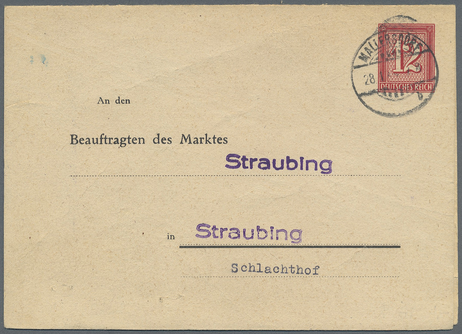 GA Deutsches Reich - Privatganzsachen: 1944, Privat-Klappkarte 12 Pf Ziffer/Guilloche "An Den Beauftrag - Andere & Zonder Classificatie