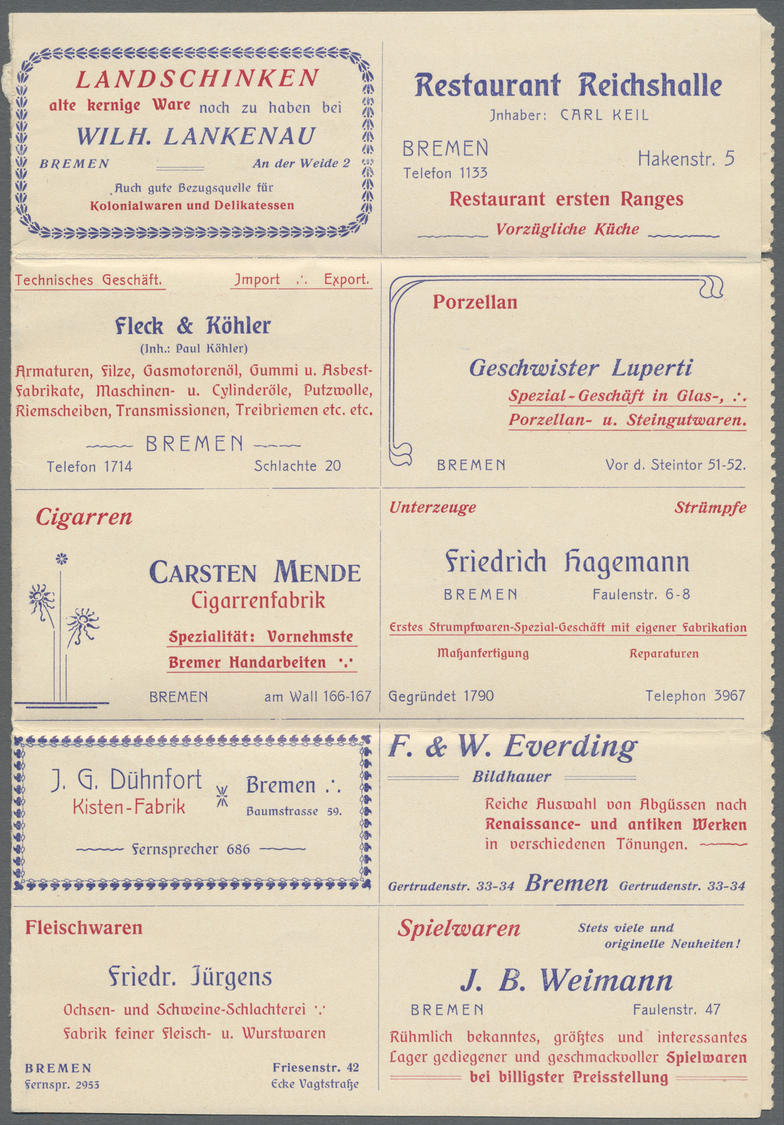 GA Deutsches Reich - Privatganzsachen: 1906, 5 Pfg. Ganzsachen-Kartenbrief, Bremen, Serie VI Mit Divers - Andere & Zonder Classificatie
