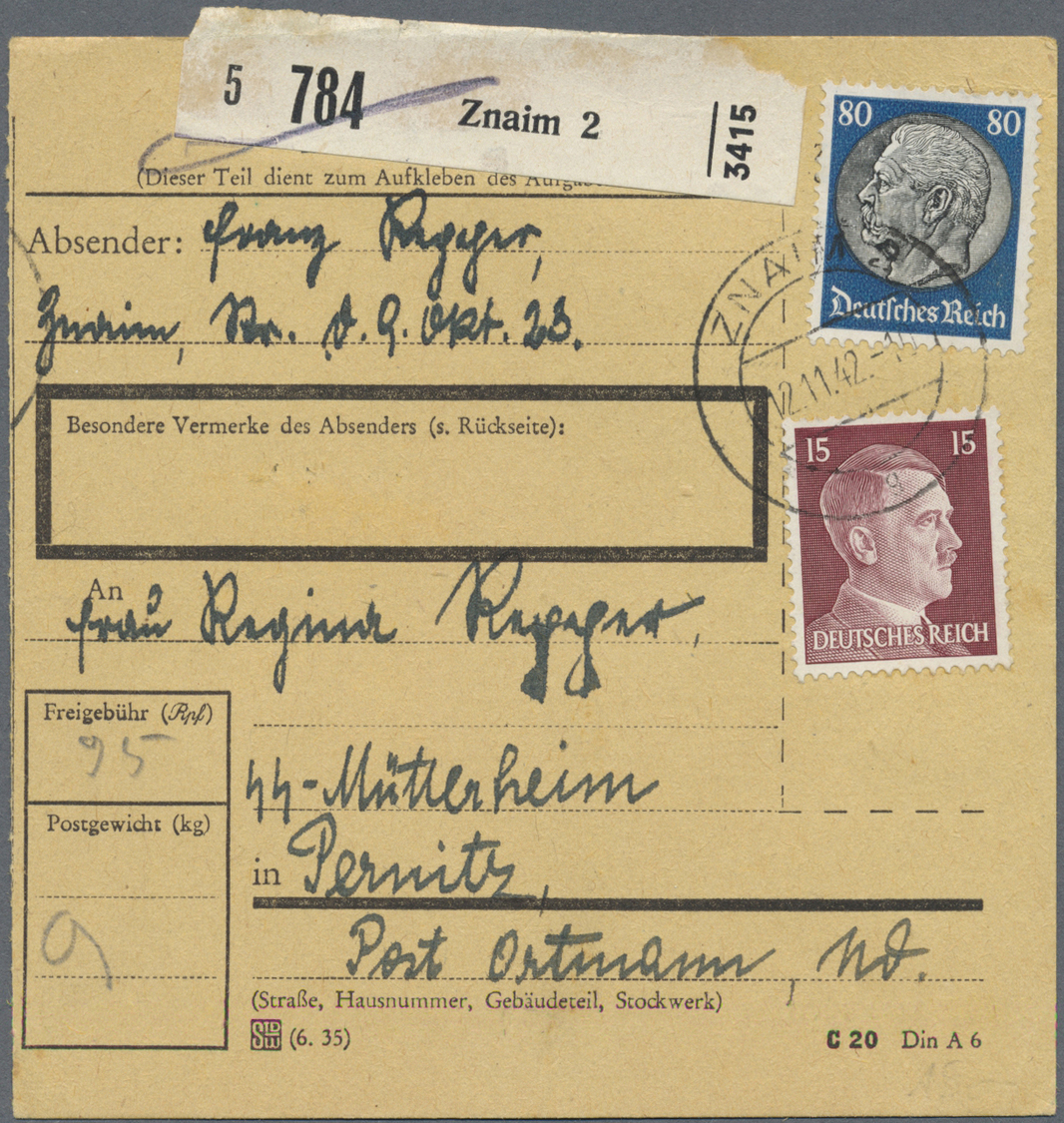 Br Deutsches Reich - Besonderheiten: 1942 (12.11.), Lebensborn, Frankierte Paketkarte (Stammteil) Von Z - Andere & Zonder Classificatie