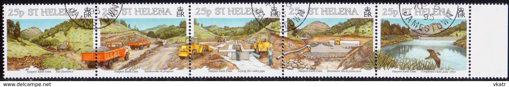 ST HELENA 1995 SG #685-89 Compl.set In Horiz. Strip Used Harpers Earth Dam - Saint Helena Island