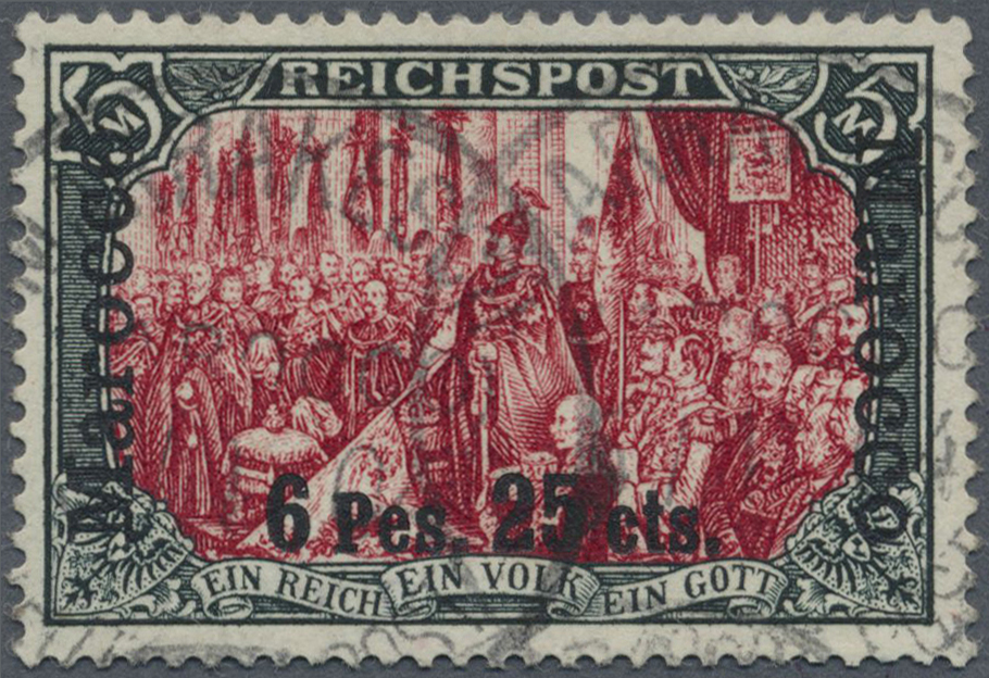 O Deutsche Post In Marokko: 6.25 Pes. Reichspost Type I, Sauber Gestempeltes Qualitätsstück Der Selten - Marokko (kantoren)