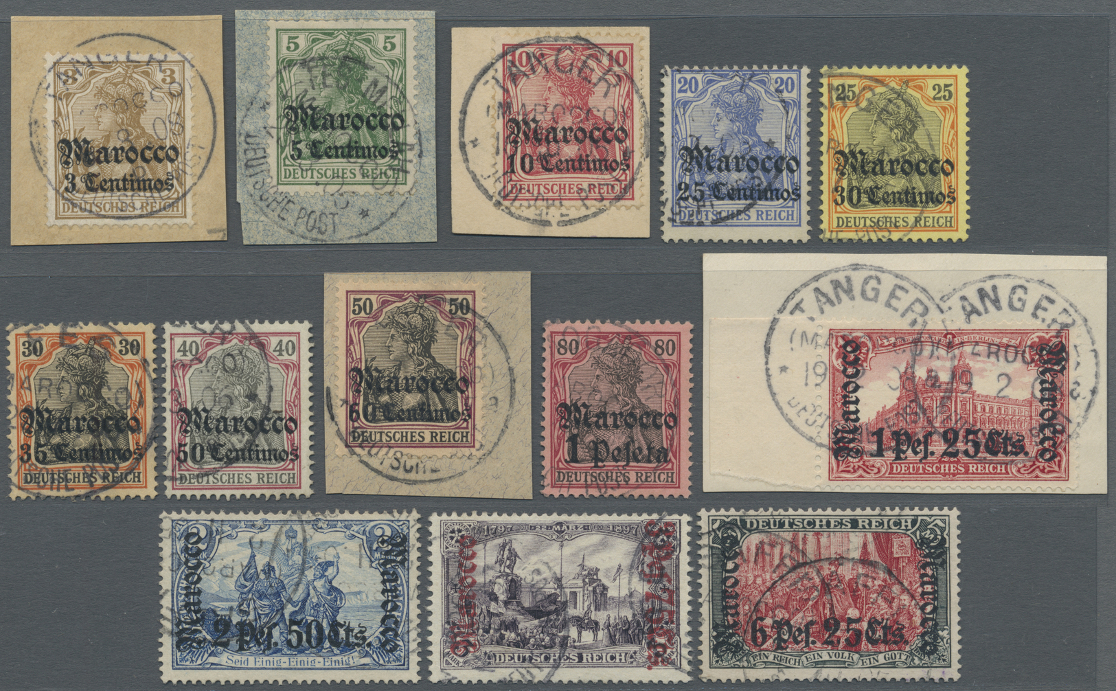 O/Brfst Deutsche Post In Marokko: 1905, Freimarken Germania Ohne Wasserzeichen Mit Überdruck "Marocco" Saube - Morocco (offices)