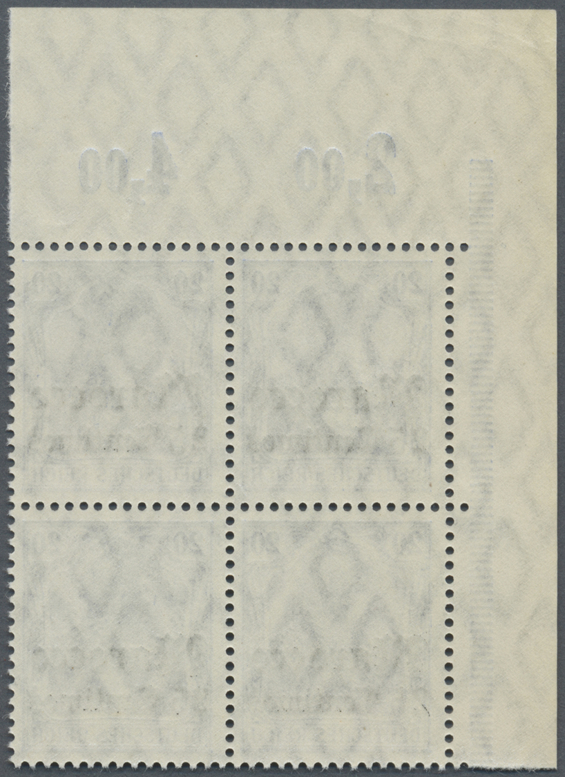 ** Deutsche Post In Marokko: 1906, Postfrischer Eckrand-Viererblock Vom Oberrand, Mi. 240,- + Euro. - Marokko (kantoren)