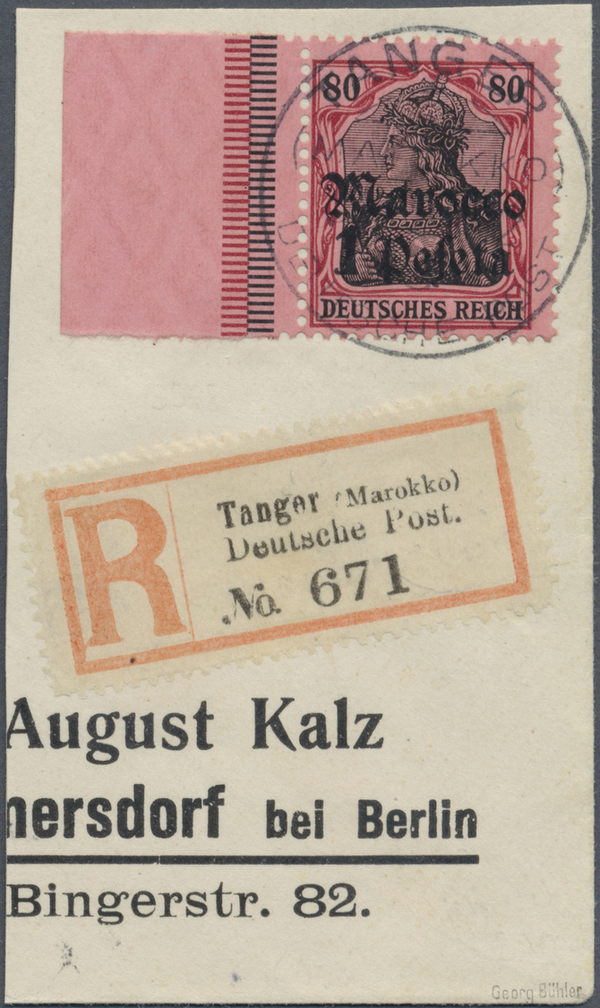 Brfst Deutsche Post In Marokko: 1911, 1 P Auf 80 Pf. Germania Vom Linken Seitenrand, Tadellose Marke Auf B - Marokko (kantoren)