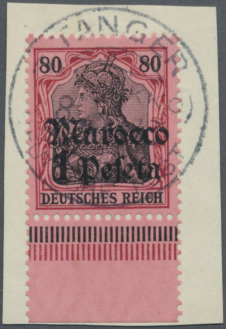 Brfst Deutsche Post In Marokko: 1911, 1 P Auf 80 Pf. Germania, Tadellose Marke Vom Bogenunterrand Auf Brie - Marokko (kantoren)