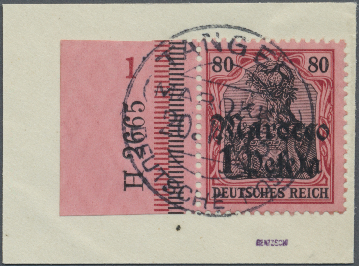 Brfst Deutsche Post In Marokko: 1911, 1 P Auf 80 Pf. Germania, Tadellose Marke  Mit Linkem Seitenrand Und - Marokko (kantoren)