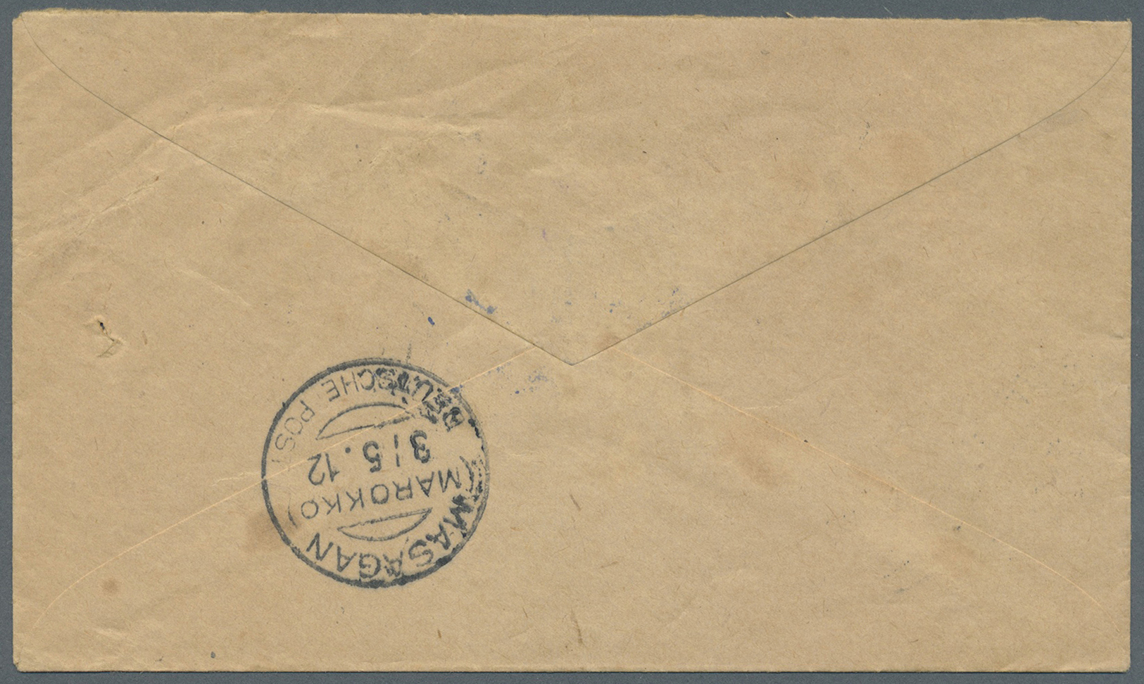 Br Deutsche Post In Marokko: 1912, 10 C. Auf 10 Pfg. Germania Auf Telegramm-Umschlag Mit Klarem, Roten - Marokko (kantoren)