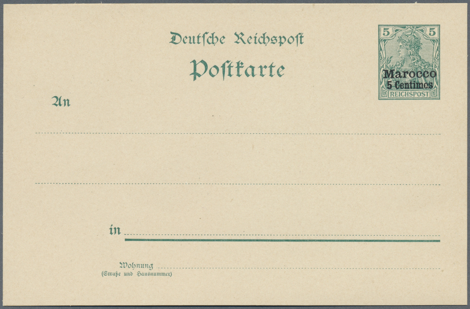 GA Deutsche Post In Marokko - Ganzsachen: 1902 Aufdruck-Probedrucke Aufdruck "Marocco" Und Wertangabe M - Maroc (bureaux)